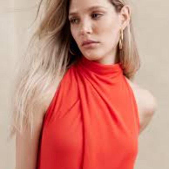 Banana Republic Sleeveless Coral Drapeneck Maxi XS - Picture 12 of 12